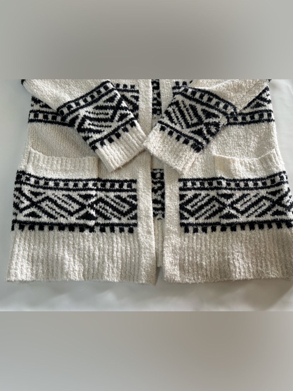 Joie Cream Cardigan with Black Geometric Trim - Picture 5 of 8